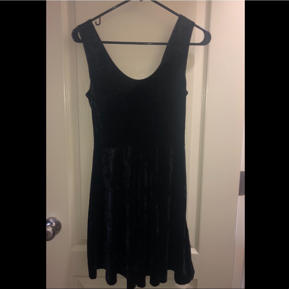 Forever 21 Black velvet skater dress